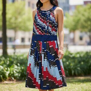 BCBG Max Azria XS Multicolor Geometric Print Sleeveless Dress